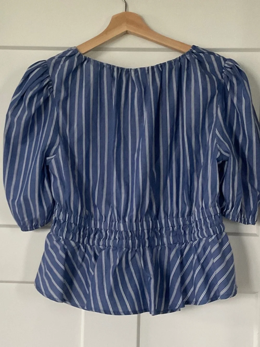 Joie Blue & White Striped Peplum Blouse NWT